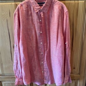 Perry Ellis Casual Red/Pink Button-Down Linen Shirt